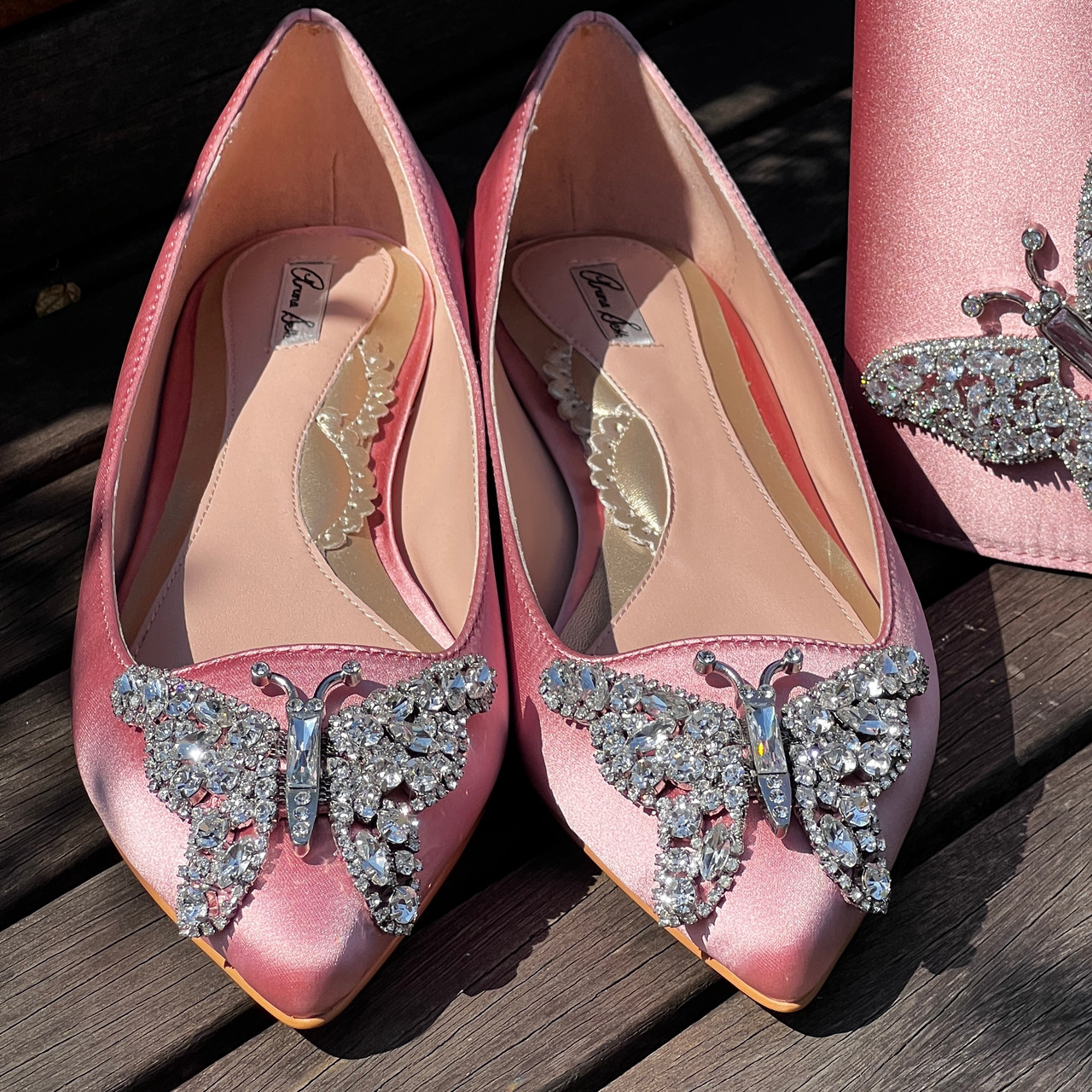 Eliana Ballerina Flat Pointy Blush Pink Satin