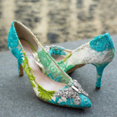 Emilia Farfalla Stiletto Green & White Lace