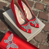 Emilia Farfalla Stiletto Red Satin