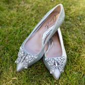 Eliana Ballerina Flat Pointy Silver Glitter