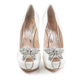 Sky Open Toe Ivory Satin Platfrom 130mm