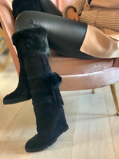 Gstaad Black Suede Fur Boot