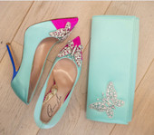 Farfalla Two Tone Tiffany Blue and Neon Pink Satin