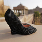 Siena Black Swarovski Wedges