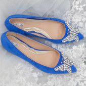 Eliana Ballerina Flat Pointy Cobalt Blue Suede