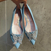 Eliana Ballerina Flat Pointy Blue Denim