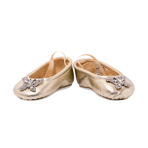 gold baby shoes