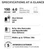 A detailed display of DryTac RETAC® SMOOTH 150 MATTE specifications. The image highlights the material’s 6 mil thickness, polymeric PVC composition, and fire-rated certification, suitable for public indoor spaces. The specs outline its compatibility with Eco-Solvent, Solvent, Latex, and UV printers, emphasizing the ease of application, repositioning, and residue-free removal, making it ideal for indoor wall graphics, temporary signs, and exhibition displays.