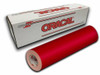 Roll of ORACAL® 751RA Vinyl:
A neatly rolled ORACAL® 751RA High Performance Cast Film, with the vibrant red color and gloss finish visible on the outer layer. The edge of the roll highlights the film's ultra-thin, premium 2-mil thickness, with a clear backing layer visible underneath.