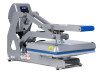 Hotronix Auto Clam Heat Press 11x15 by Stahls' displayed on a workspace with the clamshell open, showing the compact design, digital control panel, and heating platen.