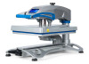 Hotronix Fusion IQ® Heat Press 16x20 by Stahls' on display with the swing-arm open, showing the large platen, smart touchscreen controls, and rugged construction.
