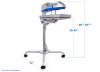 Hotronix® Air Fusion IQ® Heat Press 16x20 with pedestal base shown fully assembled in a print shop setting—highlighting the swing-style platen, IQ® touchscreen, and pedestal with locking wheels.