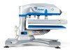 Hotronix® Air Fusion IQ® Tabletop Heat Press 16x20 by Stahls' displayed on a heavy-duty workstation—featuring swing-away design, IQ® touchscreen panel, and air-powered operation.