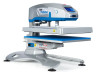 Hotronix® Air Fusion IQ® Tabletop Heat Press 16x20 by Stahls' displayed on a heavy-duty workstation—featuring swing-away design, IQ® touchscreen panel, and air-powered operation.