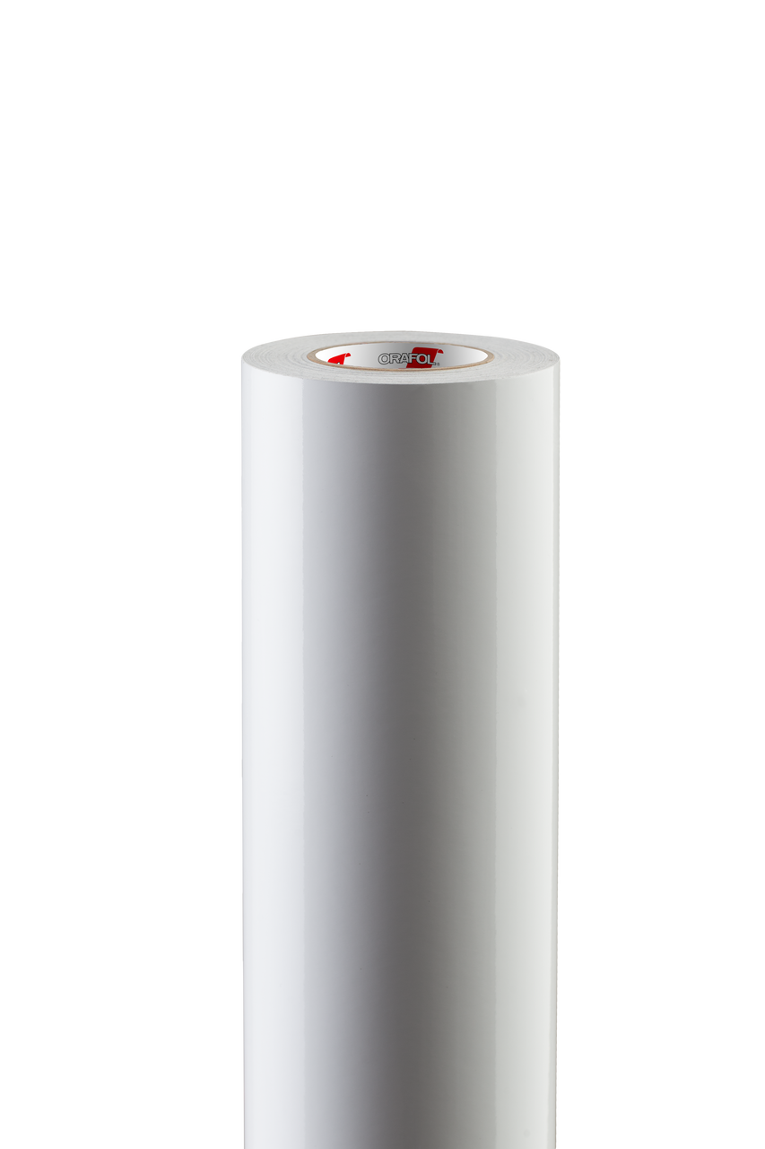 ORAJET® 3954 Brick Stone Film – 2 Mil Gloss White Digital Print Media with Grey High-Stretch Adhesive – Built for Brick, Block, Concrete & Unsealed Masonry