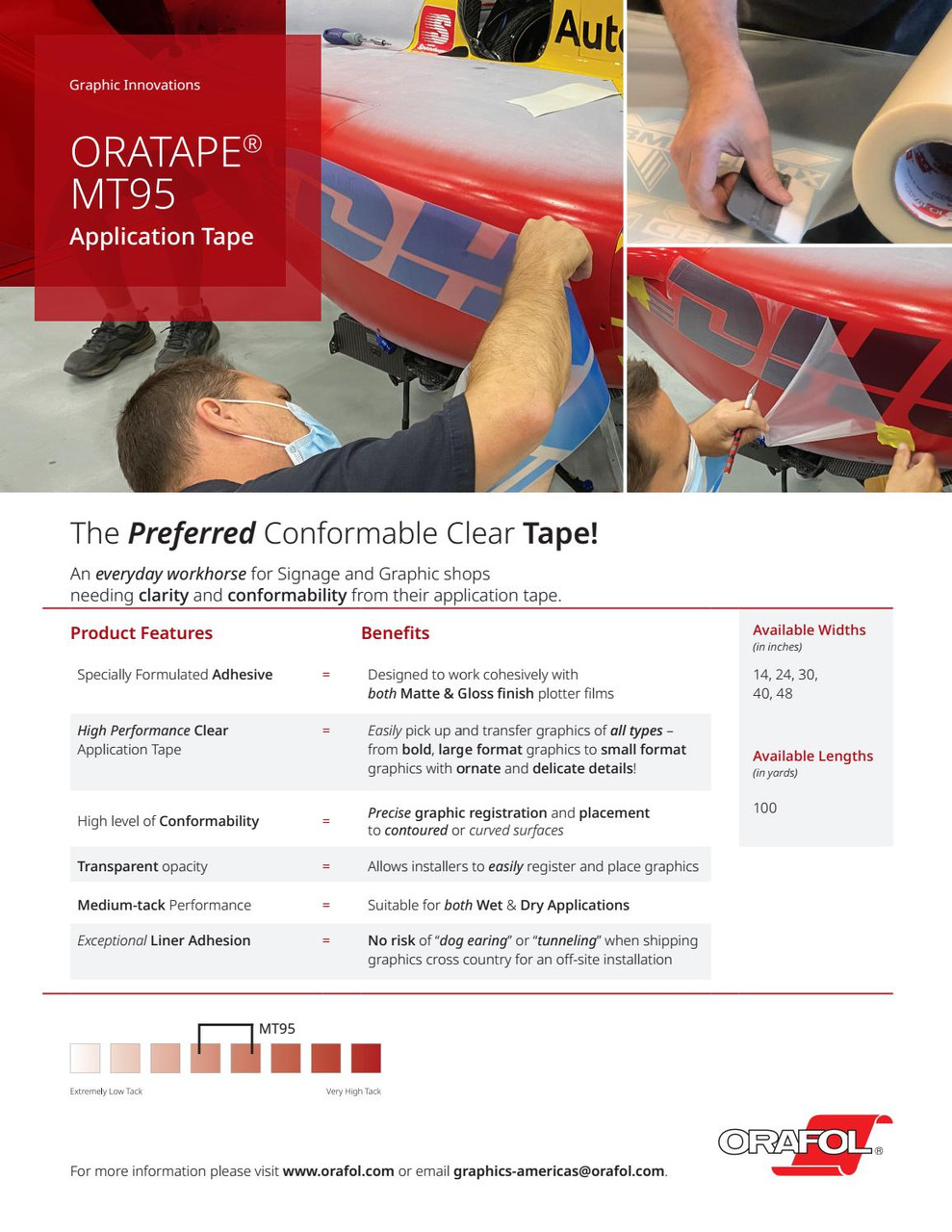 ORATAPE MT95 application tape used for vinyl lettering transfer