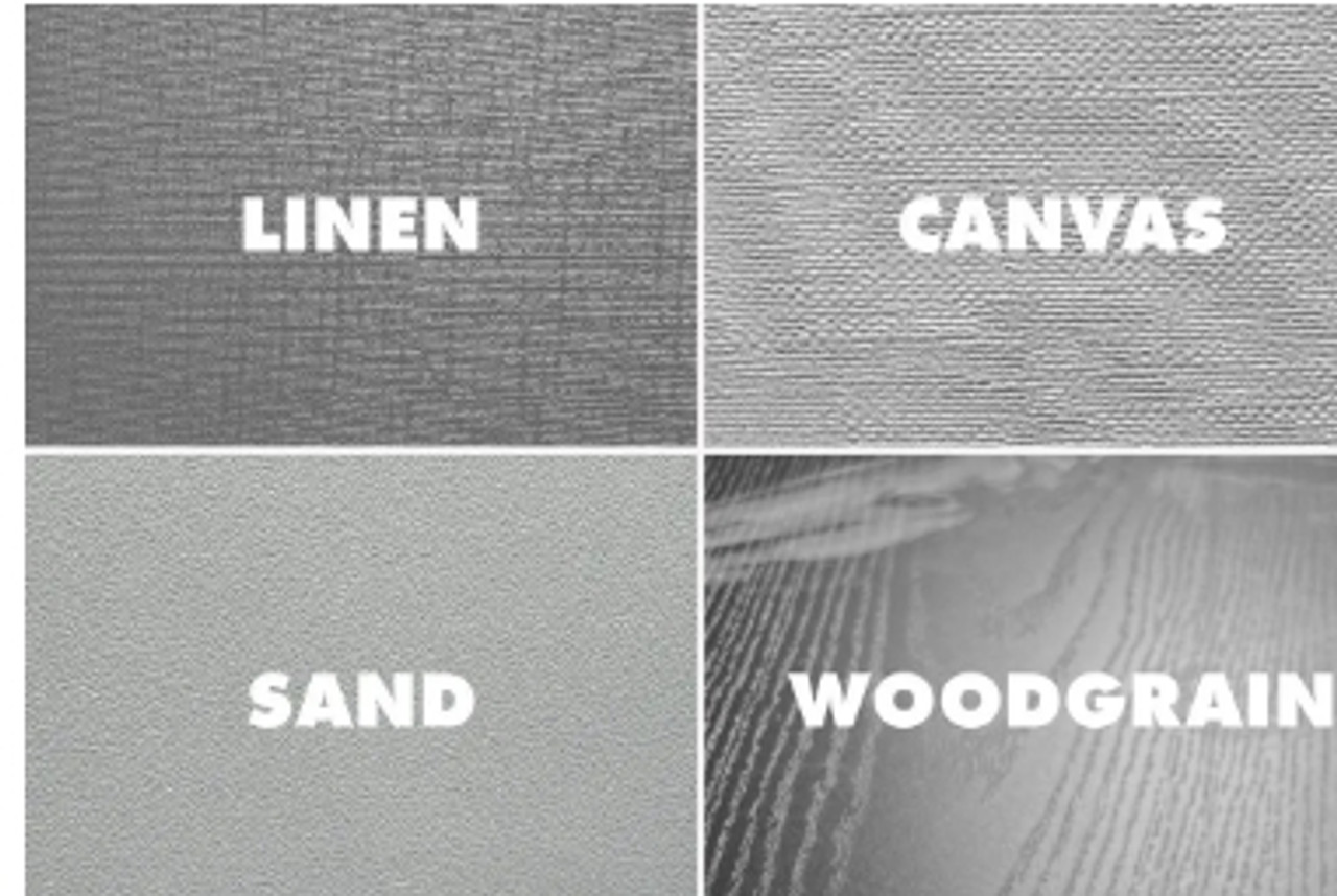 Showcasing Different Finishes of DryTac ReTac Textures
A detailed image showing swatches of the four available finishes of DryTac ReTac Textures: canvas, sand, linen, and woodgrain. Each swatch is displayed side by side, illustrating the unique texture and depth that each option offers. This photo is perfect for helping customers visualize the tactile qualities of the material, making it easier for them to choose the best finish for their specific graphic or décor needs.