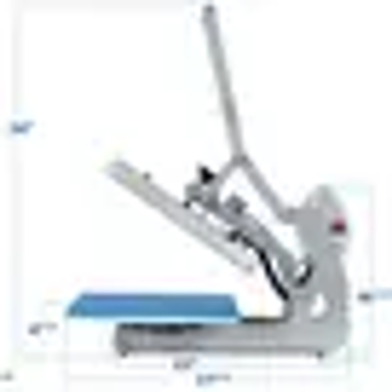 Hotronix Auto Clam Heat Press 16x16 by Stahls' shown on a shop bench, clamshell open, displaying its spacious platen, smart control panel, and rugged steel construction.
