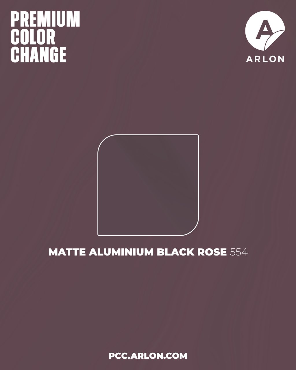 Arlon PCC #554 Matte Aluminium Black Rose vehicle wrap film featuring a deep brushed black rose matte finish with aluminum texture, available at Kirin Global Supplies