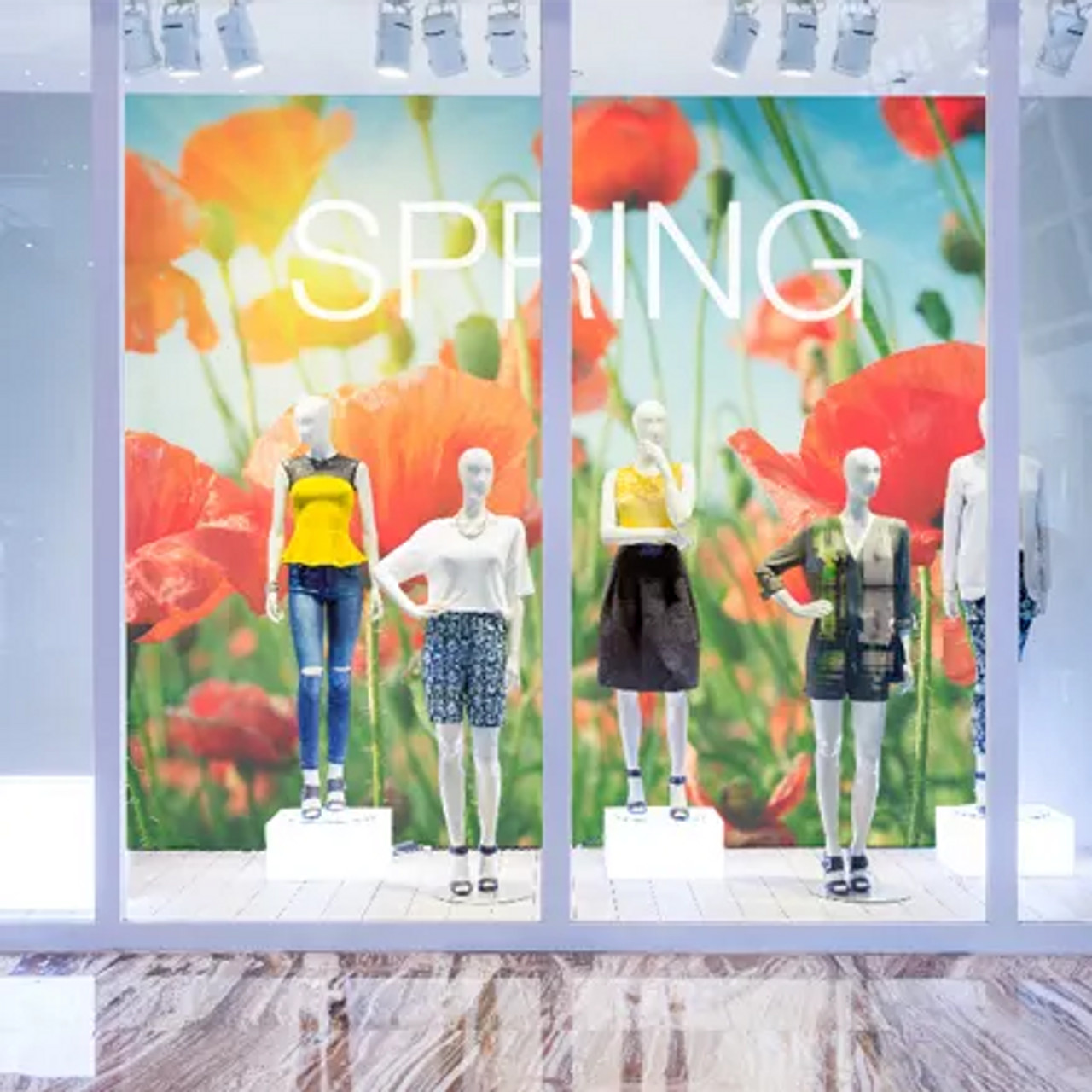 Avery Dennison® MPI 2611 Wall Film installed in a retail environment, displaying a custom printed mural with a textured matte finish for an upscale look. Avery Dennison® MPI 2611 Wall Film installed in a retail environment, displaying a custom printed mural with a textured matte finish for an upscale look.