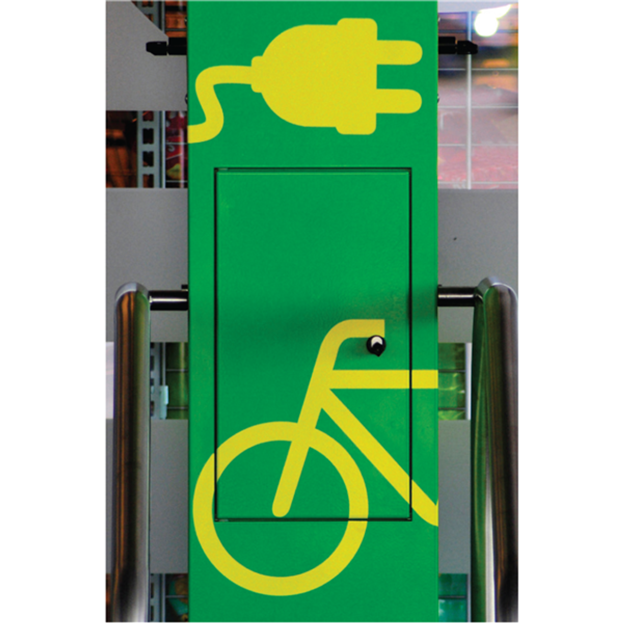 Roll of Nekoosa NextBond Premium Vinyl Print Media Gloss Clear 54-inch × 50-yard 3.2 mil PVC with permanent adhesive for transparent graphics and window displays applied to a charging station after printing