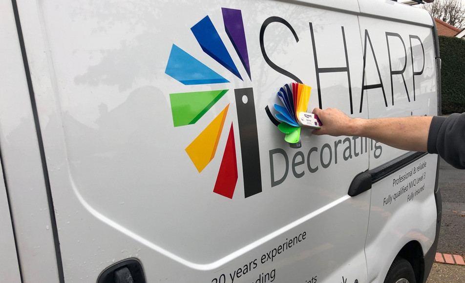 Vinyl Applied to Painting Van – Clean and Professional Branding for Service Vehicle

This photo showcases Metamark 7 Series vinyl applied to a painting van, displaying the company’s logo and contact information. The vibrant colours and sharp graphics make the vehicle stand out, while the high-quality vinyl ensures the graphics stay intact for the long term. The clean, professional look not only promotes the painting service but also provides clear identification on the job site and during transport.