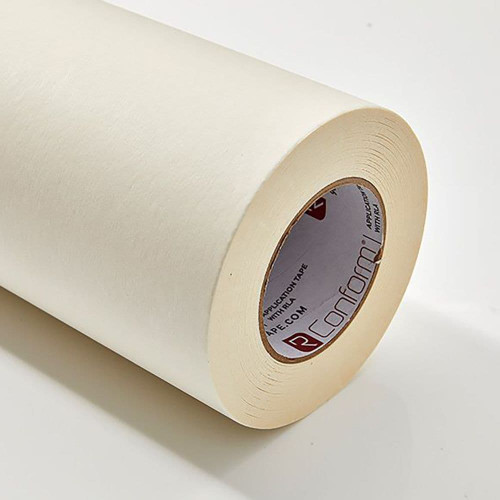 RTape Conform 4761RLA heavyweight paper application tape roll—medium/high tack rubber adhesive prespacing tape designed for air‑egress vinyl applications. RTape Conform 4761RLA heavyweight paper application tape roll—medium/high tack rubber adhesive prespacing tape designed for air‑egress vinyl applications.