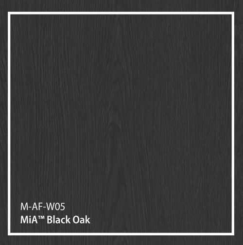 Deep rich black oak wood grain architectural film with embossed texture. Very dark tone for dramatic luxury kitchens, executive libraries, and masculine sophisticated interiors. Darkest wood tone available. Bold statement. 48"×164' roll. 10-year durability.