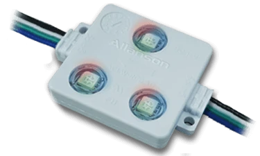 Allanson ACLW-RGB AD2 12V addressable RGB module. IP67 die-cast housing, cULus listed, 50,000 hour life.