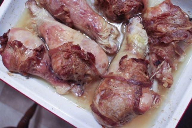 Bacon Wrapped Turkey Legs 