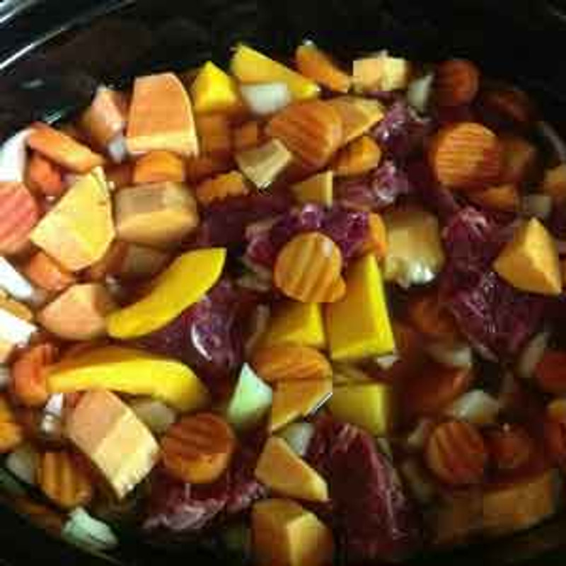 Slow Cooker Beef Stew with Orange Veggies