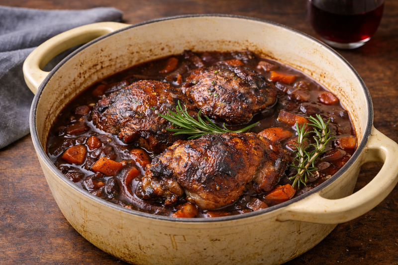 Braised Turkey Thighs with Onions & Red Wine
