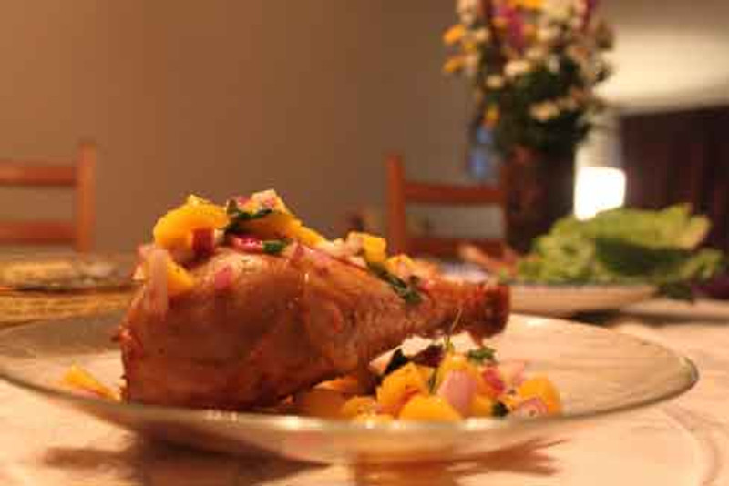 Roast Turkey Legs with Mango Salsa