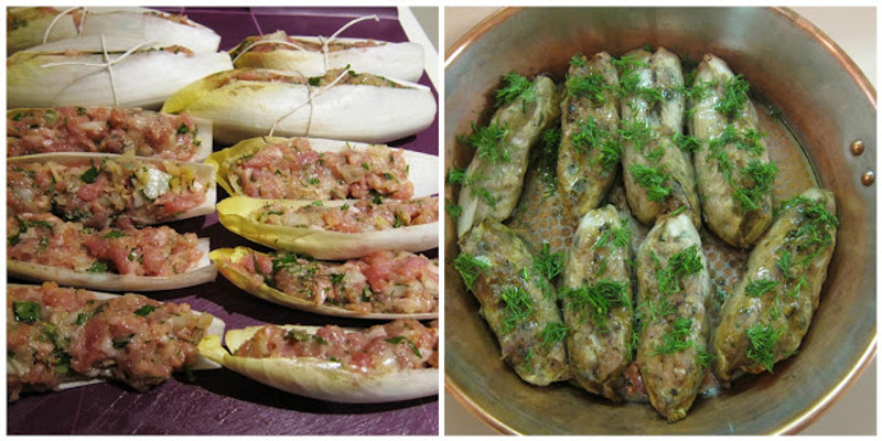 Endive Leaves Stuffed with Ground Turkey