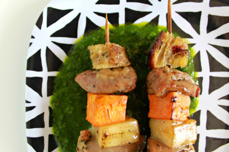 Turkey Kabobs with Cranberry Aoli and Chimichurri