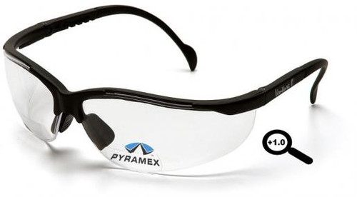 Pyramex SB1810R10 V2 Readers Safety Glasses, Frame: Black, Lens: Clear + 1.0 (12 Pair)