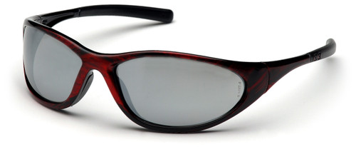 Pyramex SRW3370E Zone II Safety Glasses, Frame: Red Wood, Lens: Silver Mirror (12 Pair)