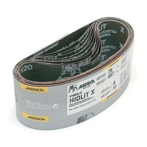 Mirka 4 x 24 Hiolit Cloth X-Weight Premium Portable Sanding Belts 120G (10 Pack)