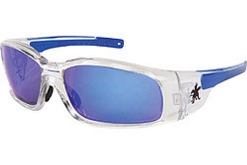 Crews SR148B Swagger Safety Glasses Clear Frame w/ Blue Diamond Mirror Lens