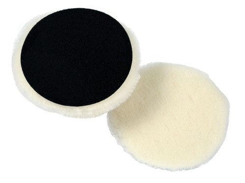 Lake County 77-217 7" x 3/4" Prewashed White Lambswool Knitted (with Center Hole) Polishing Pad Hook & Loop (Qty 1 Each)