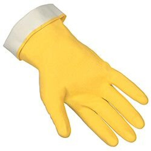 Memphis 5280 Yellow Flock-Lined Latex Glove Straight Cuff, Size 8 - 8 1/2 (12 Pair)