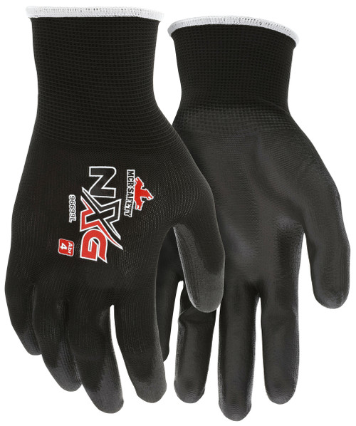 MCR Safety 96699XL, 13 Gauge Black Polyester Shell, Black PU Palm & Fingers, XL (12pr)