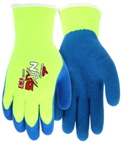 MCR-9690YM, NXG 7 Gauge Hi-Vis Acrylic Shell Latex Palm and Fingers, M (12pr) 