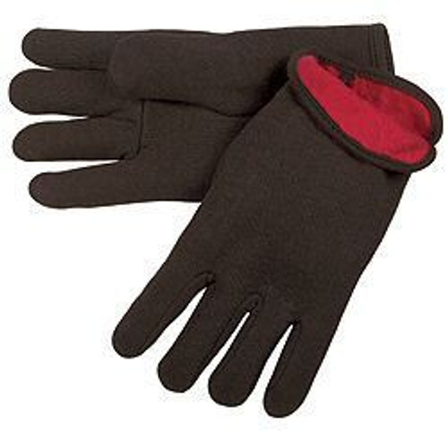 MCR Safety 7900 Men's Red Fleece Lined Brown Jersey Gloves, Size Large (288 Pair)