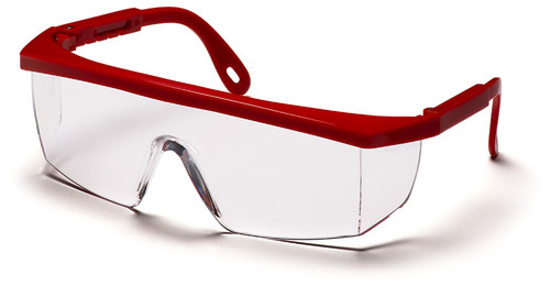 Pyramex SR410S Integra Safety Glasses, Frame: Red, Lens: Clear (12 Pair)