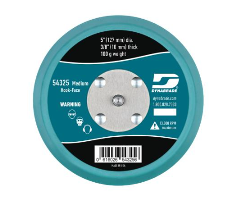 Dynabrade 54325 5" Non-Vacuum Disc Pad Hook-Face Nap 3/8"Thickness Urethane (Qty.1)