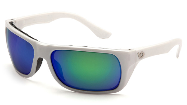 Venture Gear VGSW931 Vallejo Safety Glasses White Frame with Polarized Green Mirror Lens (1 Pair)
