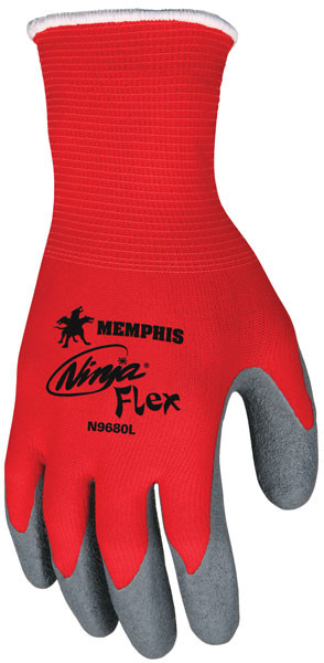 Memphis N9680 Red Ninja Flex Gloves, 15 Gauge, Size Large, (12 Pair)