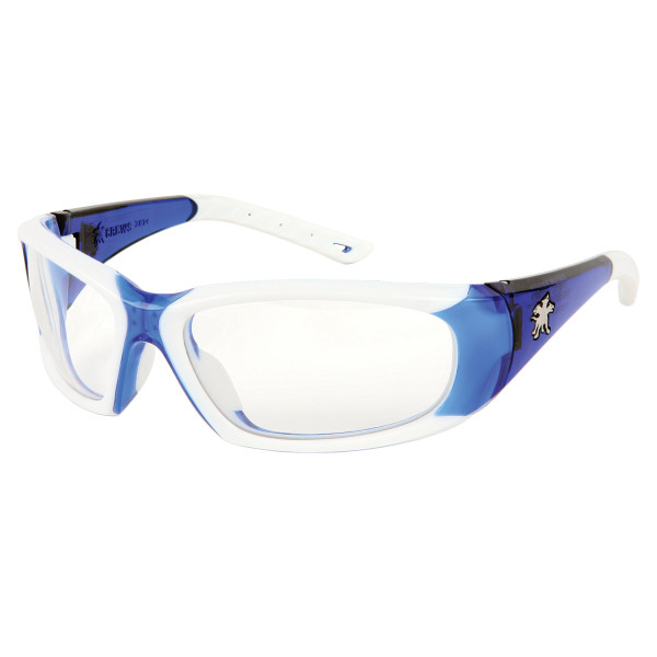 Crews FF320AF ForceFlex Safety Glasses Blue/White Frame w/Clear Anti-Fog Lens (12 Pair)
