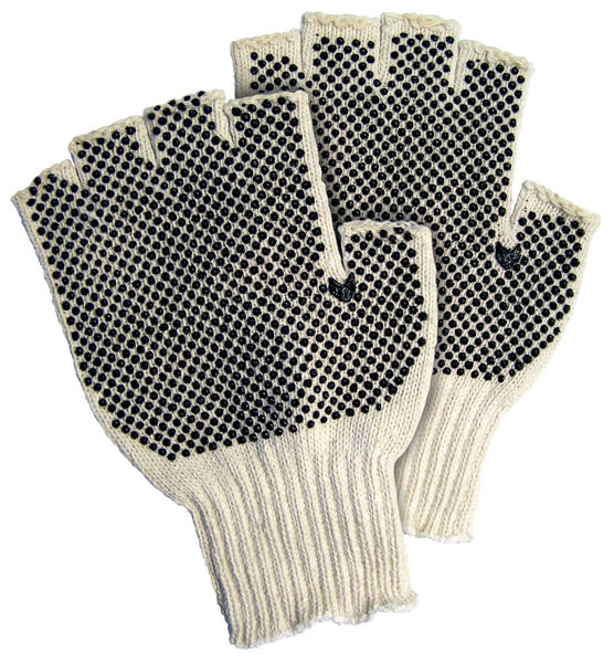 Memphis 9508SM Regular Weight, Cotton/Polyester, Fingerless, PVC Dots, Small (12 Pair)